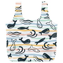 Seamless Vector Pattern With Little Cute Fish Cartoon Full Print Recycle Bag (xxxl) by Cemarart