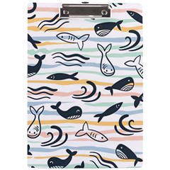 Seamless Vector Pattern With Little Cute Fish Cartoon A4 Acrylic Clipboard by Cemarart