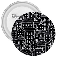 Dark Seamless Pattern With Houses Doodle House Monochrome 3  Buttons by Cemarart