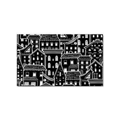 Dark Seamless Pattern With Houses Doodle House Monochrome Sticker Rectangular (100 Pack) by Cemarart