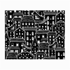 Dark Seamless Pattern With Houses Doodle House Monochrome Small Glasses Cloth (2 Sides) by Cemarart