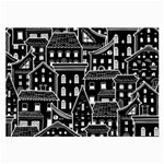 Dark Seamless Pattern With Houses Doodle House Monochrome Large Glasses Cloth Front