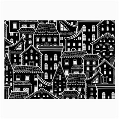 Dark Seamless Pattern With Houses Doodle House Monochrome Large Glasses Cloth (2 Sides) by Cemarart