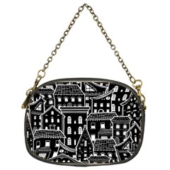 Dark Seamless Pattern With Houses Doodle House Monochrome Chain Purse (one Side) by Cemarart