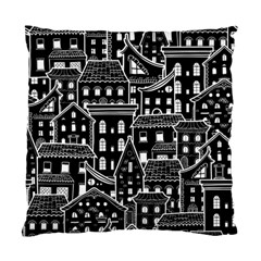 Dark Seamless Pattern With Houses Doodle House Monochrome Standard Cushion Case (one Side) by Cemarart