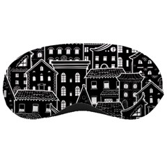 Dark Seamless Pattern With Houses Doodle House Monochrome Sleep Mask by Cemarart