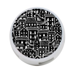 Dark Seamless Pattern With Houses Doodle House Monochrome 4-port Usb Hub (one Side) by Cemarart