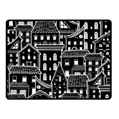 Dark Seamless Pattern With Houses Doodle House Monochrome Fleece Blanket (small) by Cemarart