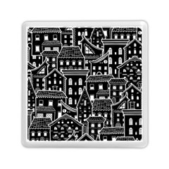 Dark Seamless Pattern With Houses Doodle House Monochrome Memory Card Reader (square) by Cemarart