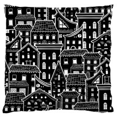 Dark Seamless Pattern With Houses Doodle House Monochrome Large Cushion Case (one Side) by Cemarart