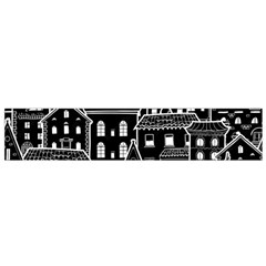 Dark Seamless Pattern With Houses Doodle House Monochrome Small Premium Plush Fleece Scarf by Cemarart