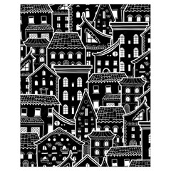 Dark Seamless Pattern With Houses Doodle House Monochrome Drawstring Bag (small) by Cemarart