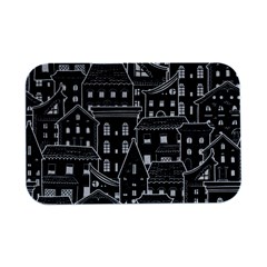 Dark Seamless Pattern With Houses Doodle House Monochrome Open Lid Metal Box (silver)   by Cemarart