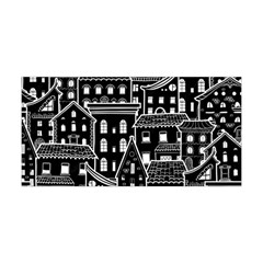 Dark Seamless Pattern With Houses Doodle House Monochrome Yoga Headband by Cemarart