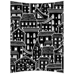 Dark Seamless Pattern With Houses Doodle House Monochrome Back Support Cushion by Cemarart