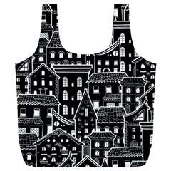 Dark Seamless Pattern With Houses Doodle House Monochrome Full Print Recycle Bag (xxxl) by Cemarart