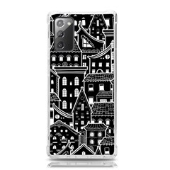 Dark Seamless Pattern With Houses Doodle House Monochrome Samsung Galaxy Note 20 Tpu Uv Case by Cemarart