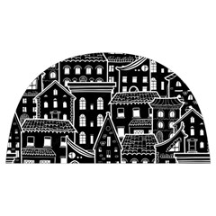 Dark Seamless Pattern With Houses Doodle House Monochrome Anti Scalding Pot Cap by Cemarart