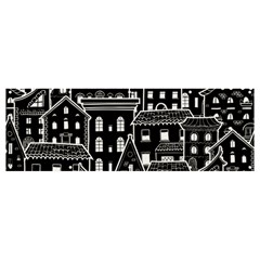 Dark Seamless Pattern With Houses Doodle House Monochrome Banner And Sign 12  X 4  by Cemarart