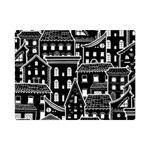 Dark Seamless Pattern With Houses Doodle House Monochrome Premium Plush Fleece Blanket (Mini) 35 x27  Blanket Front