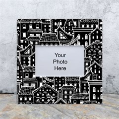 Dark Seamless Pattern With Houses Doodle House Monochrome White Box Photo Frame 4  X 6  by Cemarart