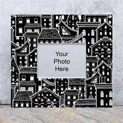 Dark Seamless Pattern With Houses Doodle House Monochrome White Wall Photo Frame 5  X 7  by Cemarart