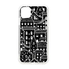 Dark Seamless Pattern With Houses Doodle House Monochrome Iphone 11 Tpu Uv Print Case by Cemarart