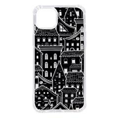 Dark Seamless Pattern With Houses Doodle House Monochrome Iphone 14 Plus Tpu Uv Print Case by Cemarart