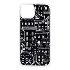 Dark Seamless Pattern With Houses Doodle House Monochrome Iphone 13 Tpu Uv Print Case by Cemarart