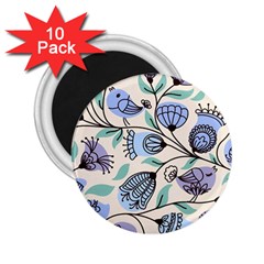 Bird Floral Blue Flower Retro Seamless Pattern 2 25  Magnets (10 Pack)  by Cemarart