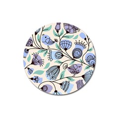 Bird Floral Blue Flower Retro Seamless Pattern Magnet 3  (round) by Cemarart