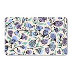 Bird Floral Blue Flower Retro Seamless Pattern Magnet (rectangular) by Cemarart