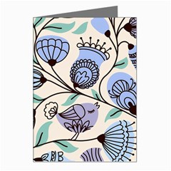 Bird Floral Blue Flower Retro Seamless Pattern Greeting Cards (pkg Of 8) by Cemarart