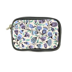 Bird Floral Blue Flower Retro Seamless Pattern Coin Purse by Cemarart