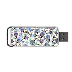 Bird Floral Blue Flower Retro Seamless Pattern Portable Usb Flash (two Sides) by Cemarart