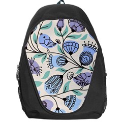 Bird Floral Blue Flower Retro Seamless Pattern Backpack Bag by Cemarart