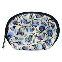 Bird Floral Blue Flower Retro Seamless Pattern Accessory Pouch (medium)