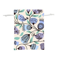 Bird Floral Blue Flower Retro Seamless Pattern Lightweight Drawstring Pouch (m) by Cemarart