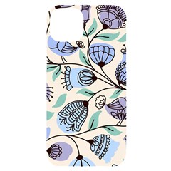 Bird Floral Blue Flower Retro Seamless Pattern Iphone 14 Plus Black Uv Print Case by Cemarart