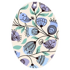 Bird Floral Blue Flower Retro Seamless Pattern Uv Print Acrylic Ornament Oval by Cemarart