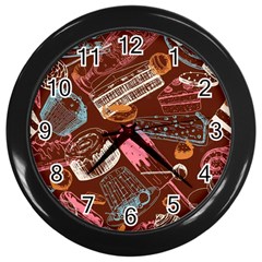 Sweet Food Seamless Pattern Wall Clock (black) by Cemarart