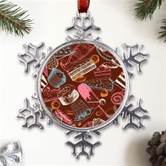 Sweet Food Seamless Pattern Metal Large Snowflake Ornament by Cemarart