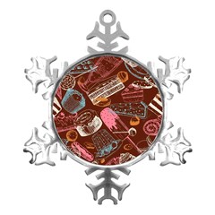 Sweet Food Seamless Pattern Metal Small Snowflake Ornament by Cemarart