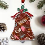 Sweet Food Seamless Pattern Metal Holly Leaf Bell Ornament Front