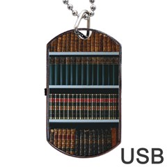 Books Bookshelf Library Education Dog Tag Usb Flash (one Side) by Grandong