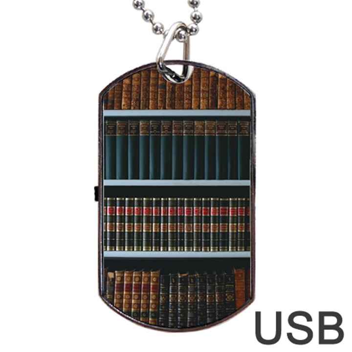 Books Bookshelf Library Education Dog Tag USB Flash (One Side)