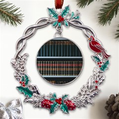 Books Bookshelf Library Education Metal X mas Wreath Holly Leaf Ornament by Grandong