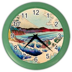 Wave Japanese Mount Fuji Color Wall Clock by Grandong