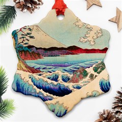 Wave Japanese Mount Fuji Snowflake Ornament (two Sides) by Grandong