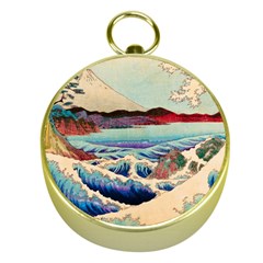 Wave Japanese Mount Fuji Gold Compasses by Grandong